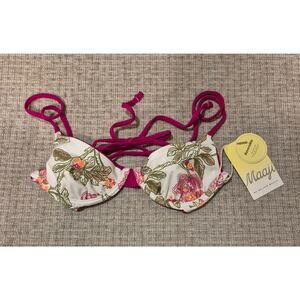 NWT Maaji Reversible Underwire Bikini Top XS Magenta Floral 2-in-1